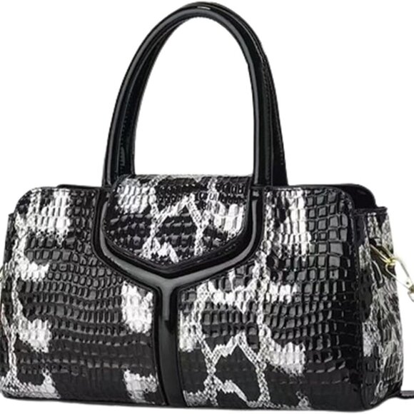 Fashionable Top Handle Crocodile Satchel - Lightweight Zipper Purse for Women - Picture 1 of 6
